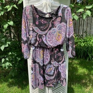 Express Boho long sleeve paisley mini dress